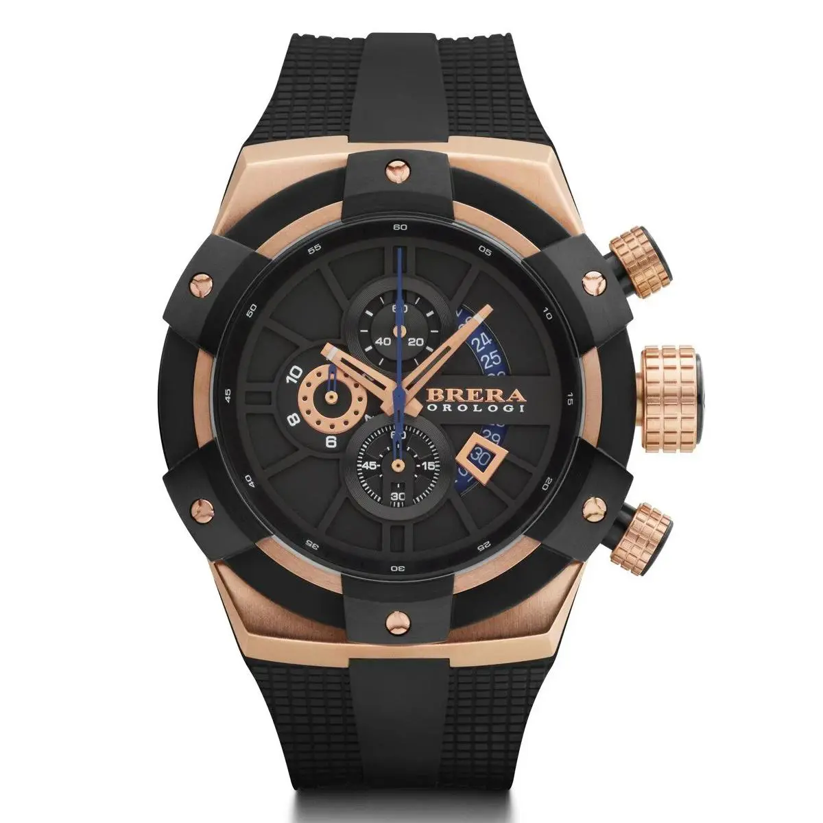 Brera Orologi Supersportivo Italian Black Rosegold IP Mens Watch BRSSC4902 by Brera Milano
