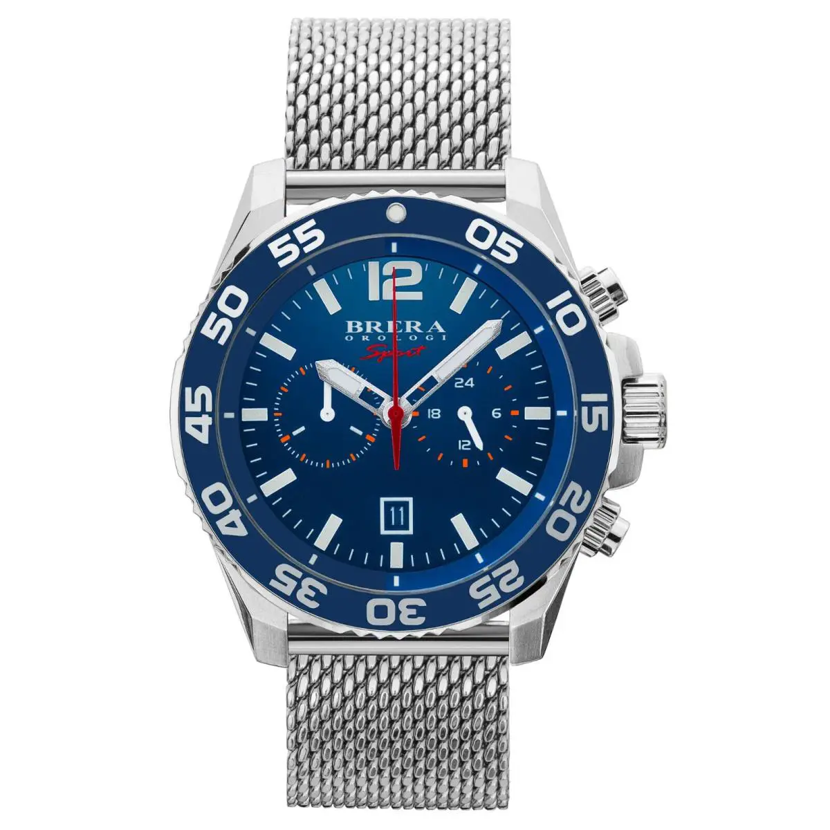 Brera Orologi Mistral Mens Silver/blue Chronograph Watch BRSPMIC4404-SS-MIL