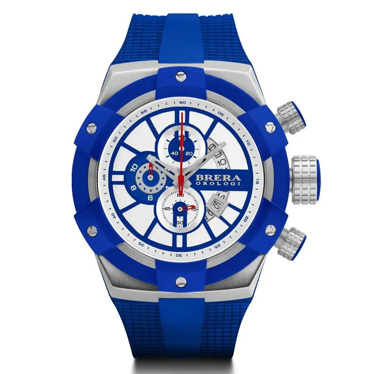 Brera Orologi Supersportivo Italian Blue White IP 48mm Mens Watch BRSSC4917