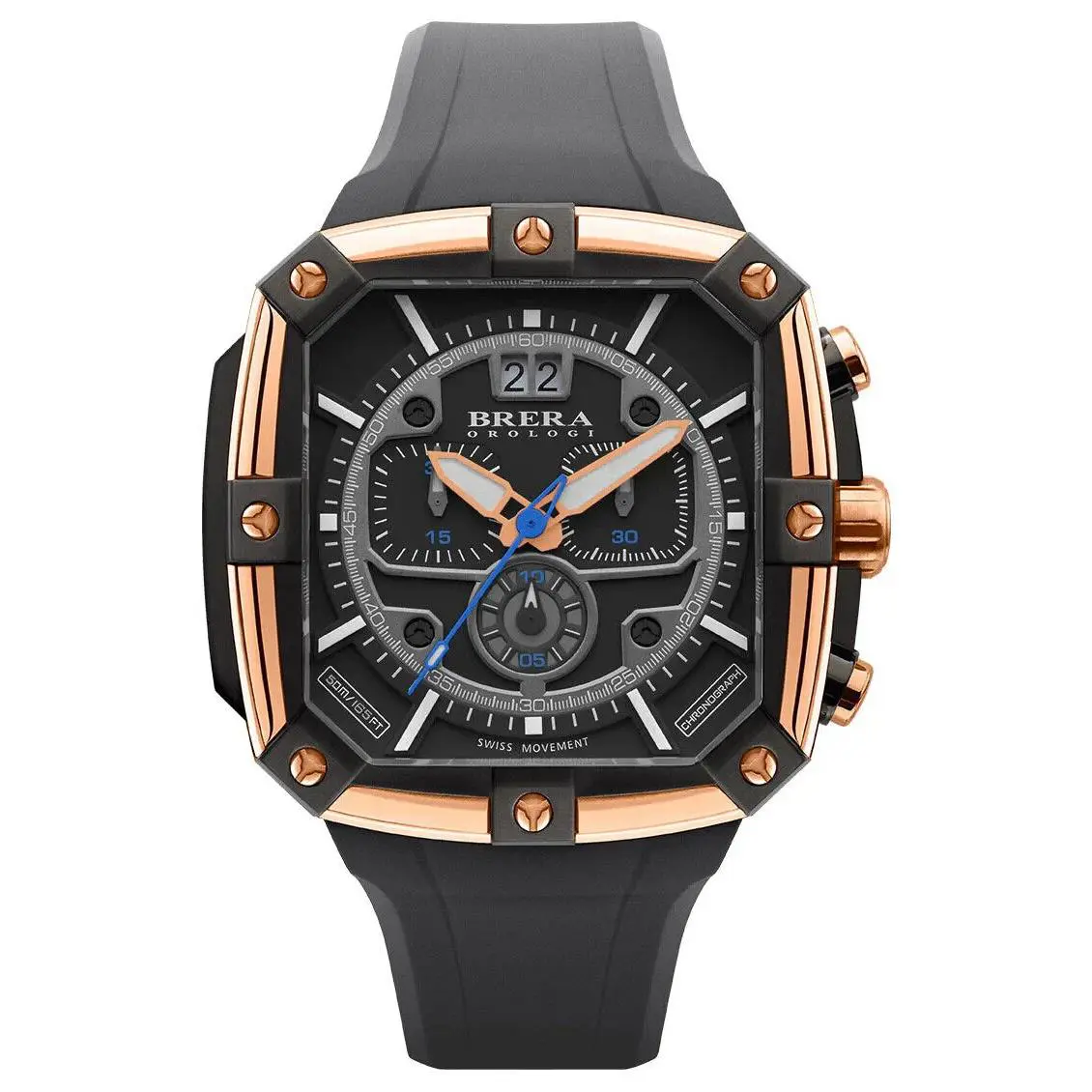 Brera Orologi Supersportivo Square Mens Swiss Gold 48mm Watch BRSS2C4603