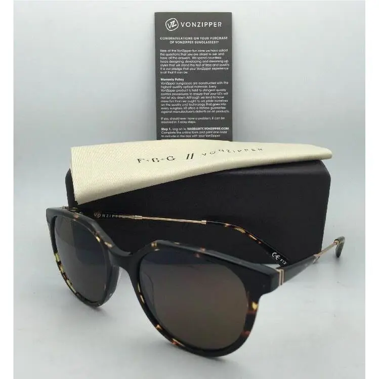 F.c.g. Vonzipper Sunglasses VZ Hyde Gloss Tortoise Gold Frame w/ Bronze Lenses