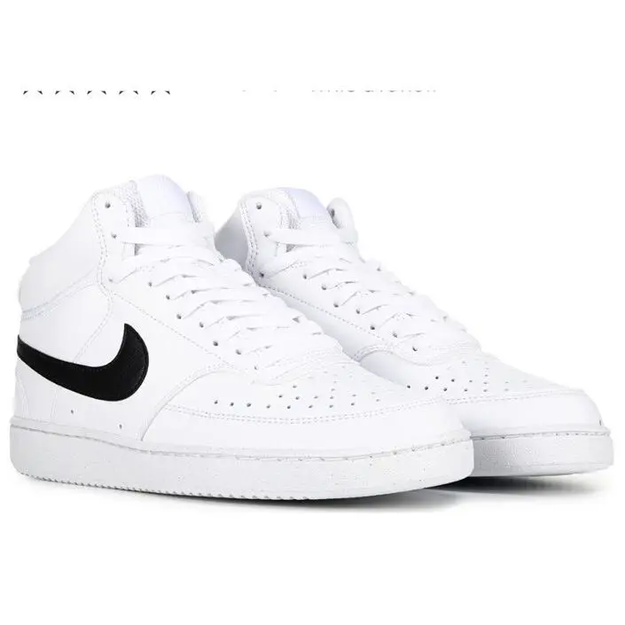 Men Nike Court Vision Mid Top Next Nature Sneakers Shoes White/black DN3577-101 - White/Black