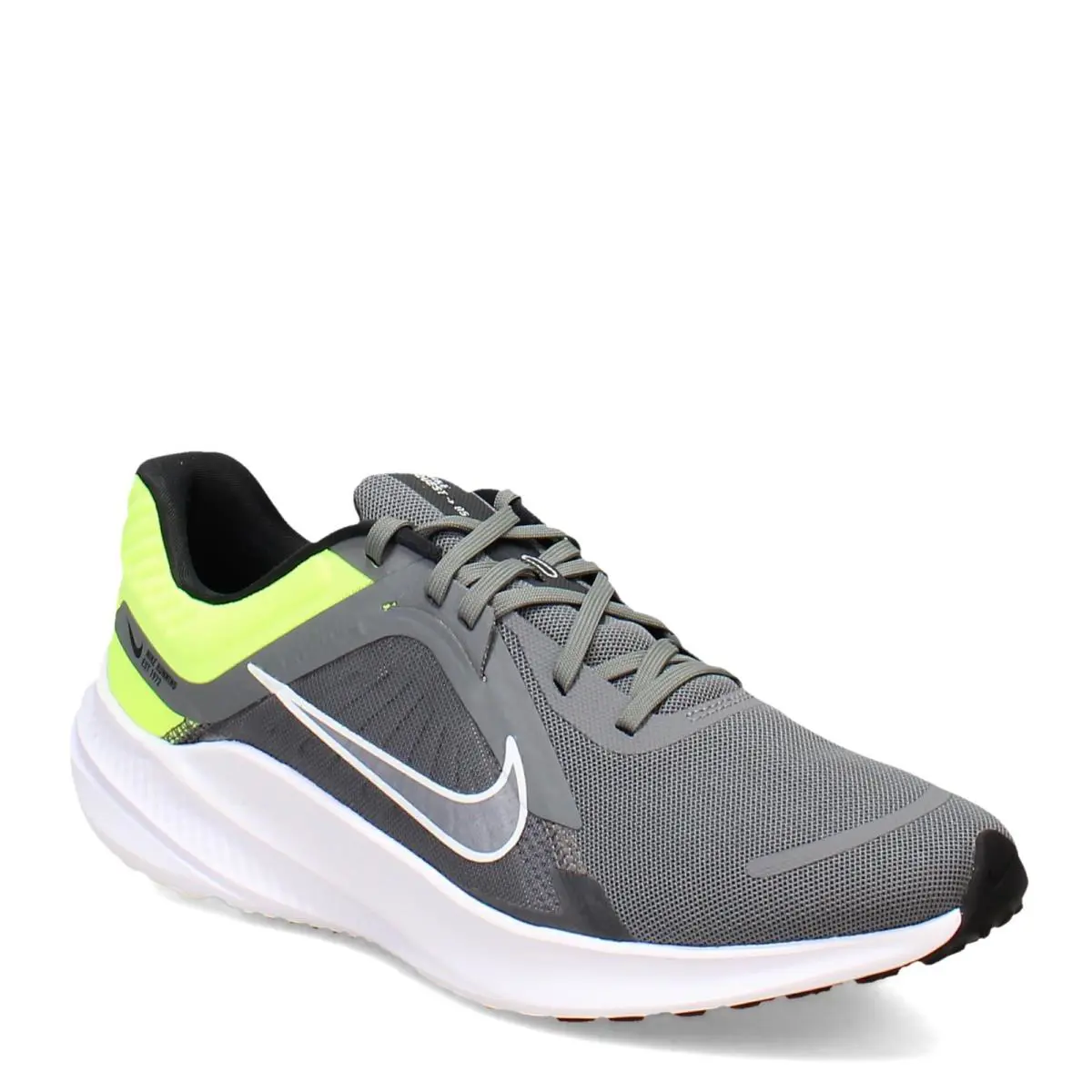 Men`s Nike Quest 5 Running Shoe DD0204-010 Grey/white/lime Synthetic - Grey/White/Lime