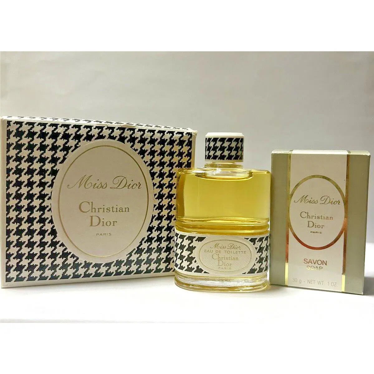 Vtg Miss Dior by Christian Dior Edt 0.9oz/26ml Savon Soap 30g/1.0oz Set OF 2