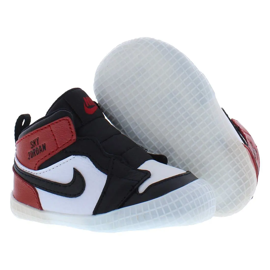 Nike Jordan 1 Crib Bootie Leather Infant/toddler Shoes Size 4 Color: - Black/Black/Varsity Red/White, Main: Black