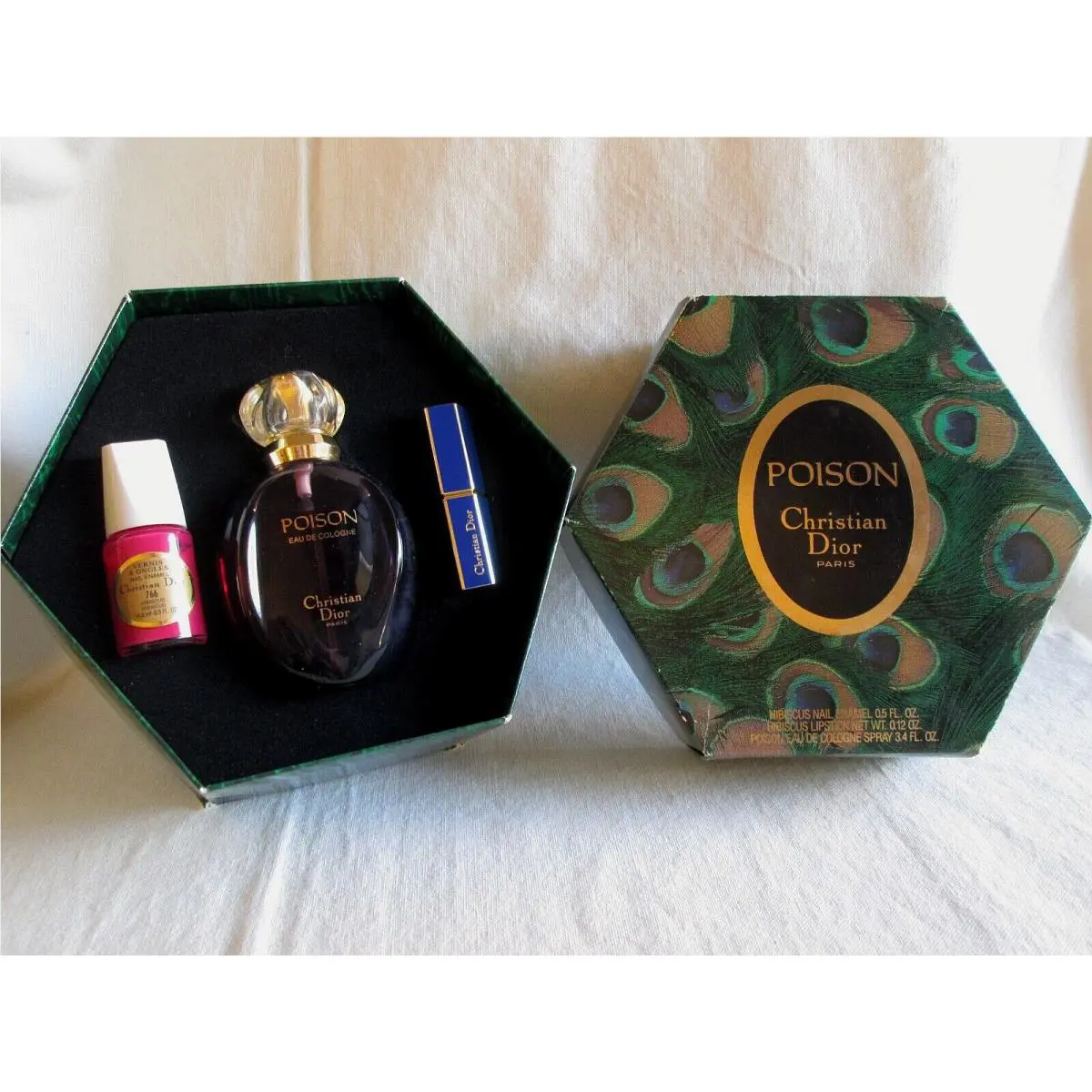 Poison Set Vintage Eau de Cologne Spray 3.4oz Hibiscus Nail Lipstick Rare by Dior