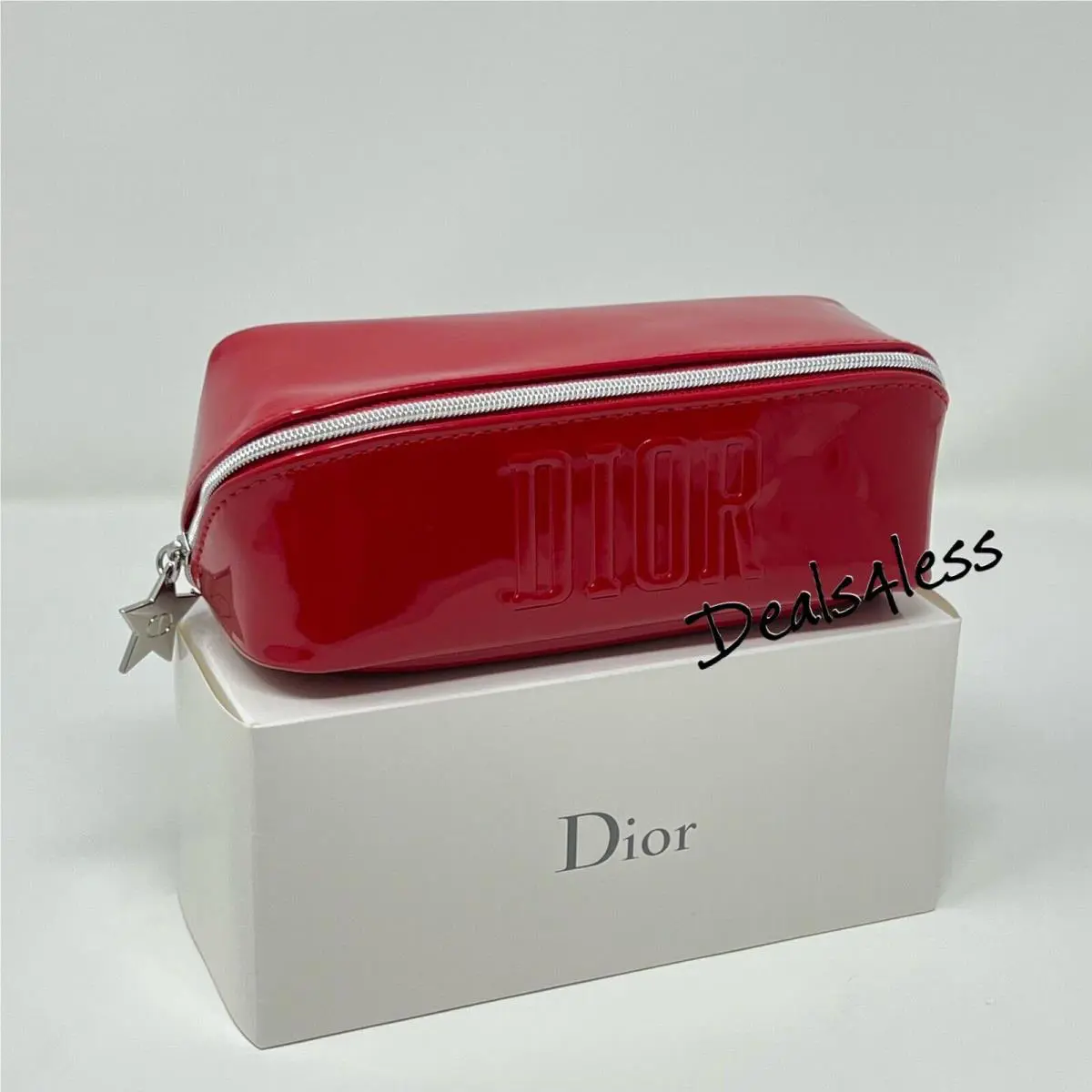 Cosmetic Bag Makeup Case Travel Clutch Wallet Purse Zippered Red Logo by Dior