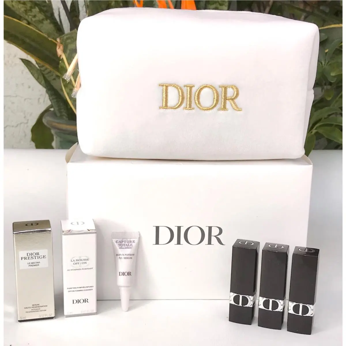 Lot  Makeup Cosmetics Bag +lipsticks Prestige Le Nectar La Mousse Set by Dior