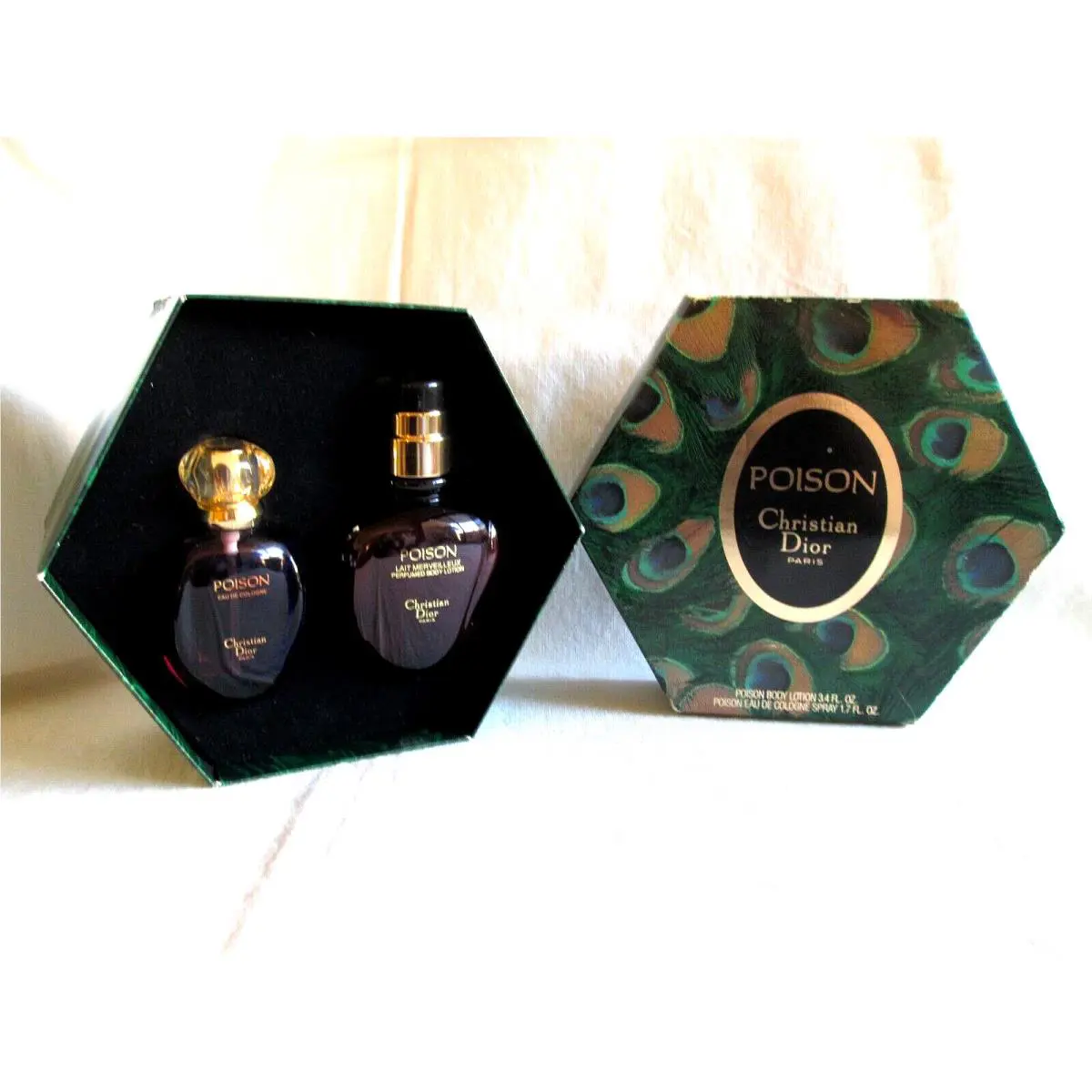 Dior Poison Set Vintage Eau de Cologne Spray 1.7 oz Body Lotion 3.4 oz
