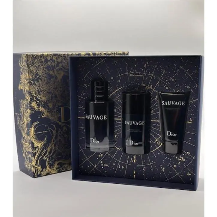 Dior Sauvage Parfum 3-Pcs Set For Men 3.4 Oz. + 1.7 Oz. Parfum + 2.6 Oz. Deodorant