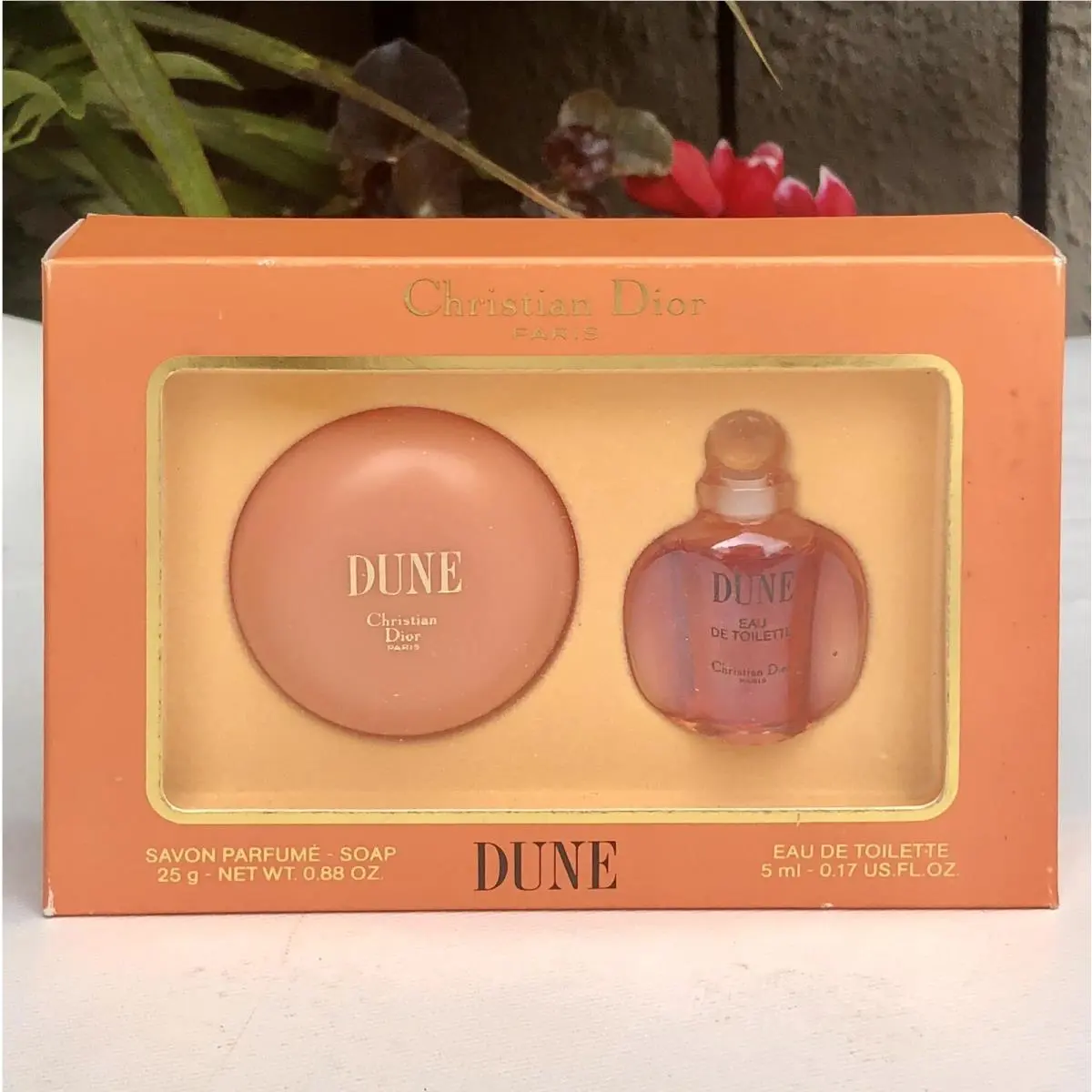 Vintage Dune Christian Dior Edt 5ml Mini Perfume Soap/dish Travel Gift Set