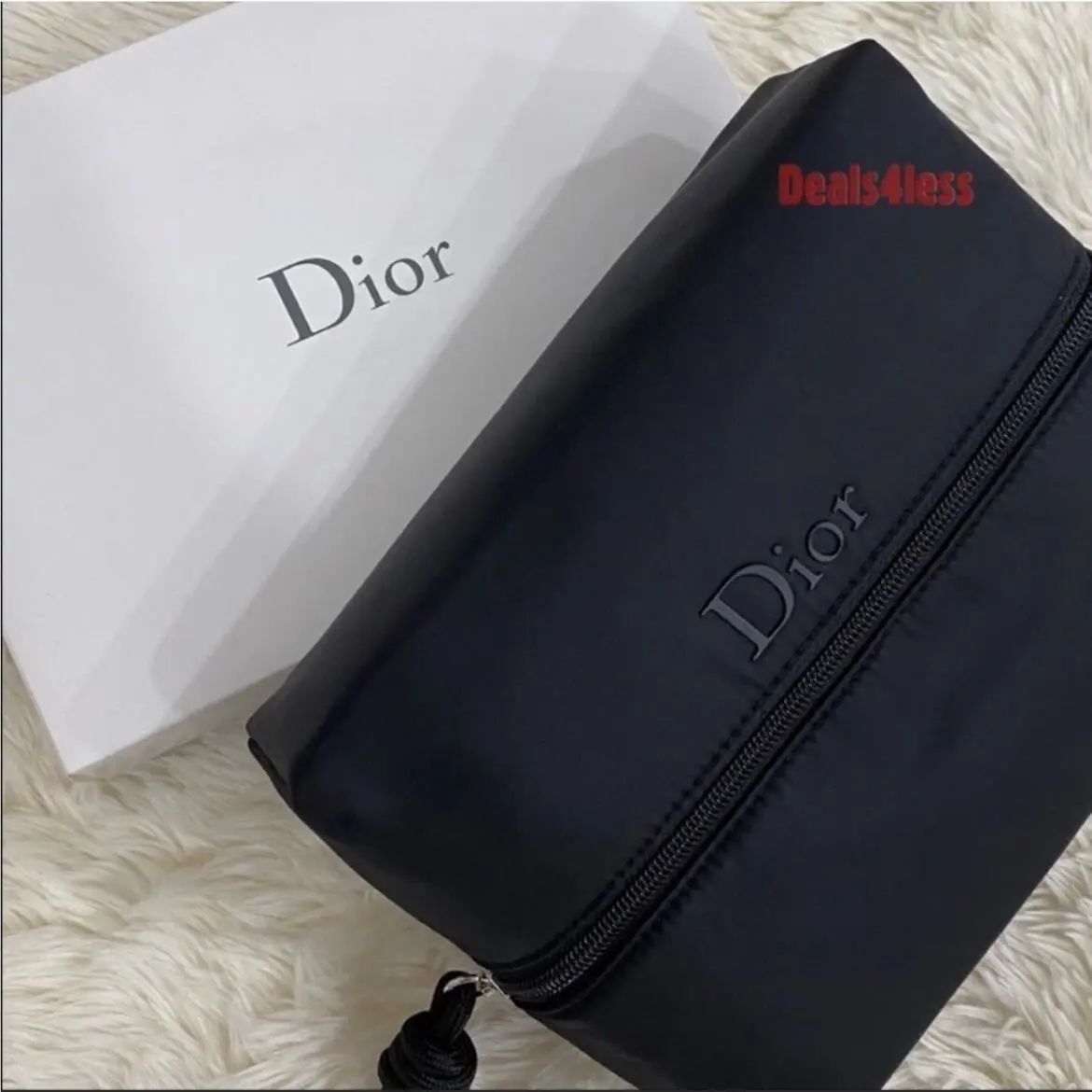 Dior Pouch Case Organizer Makeup Bag Black Lined Dopp Bag Shaving Kit