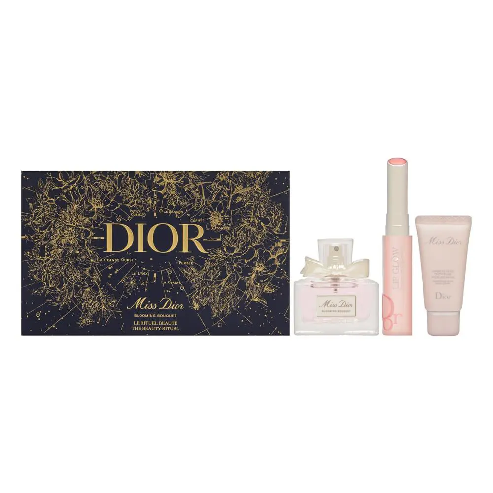Miss Dior Blooming Bouquet 3 PC Set 1.0 oz Edt + Lip Glow 001 Pink + Hand Creme
