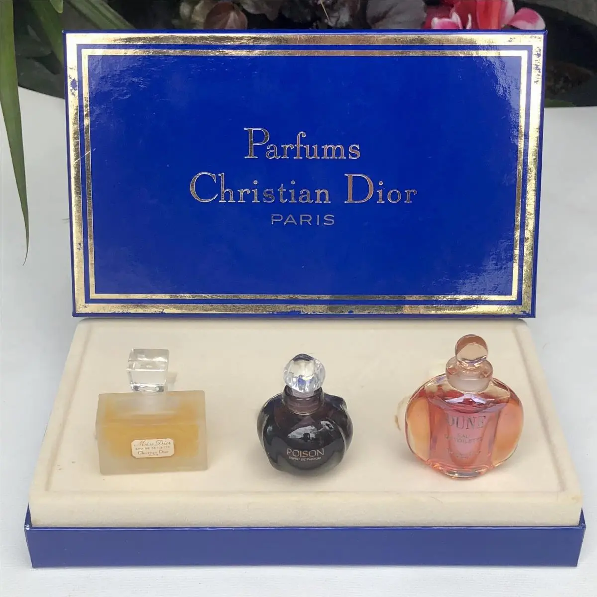 Vintage 1990’s Christian Dior Mini Perfume Gift Set Miss Dior Poison Dune