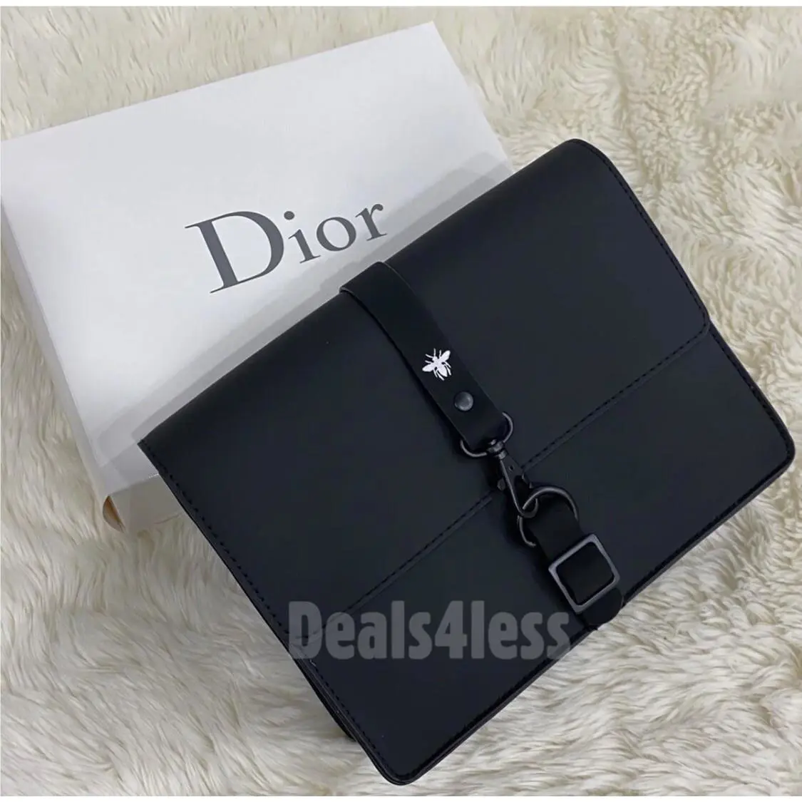 Dior Bee Pouch Makeup Case Organizer Bag Black Lined Lobster Closure Gift Set