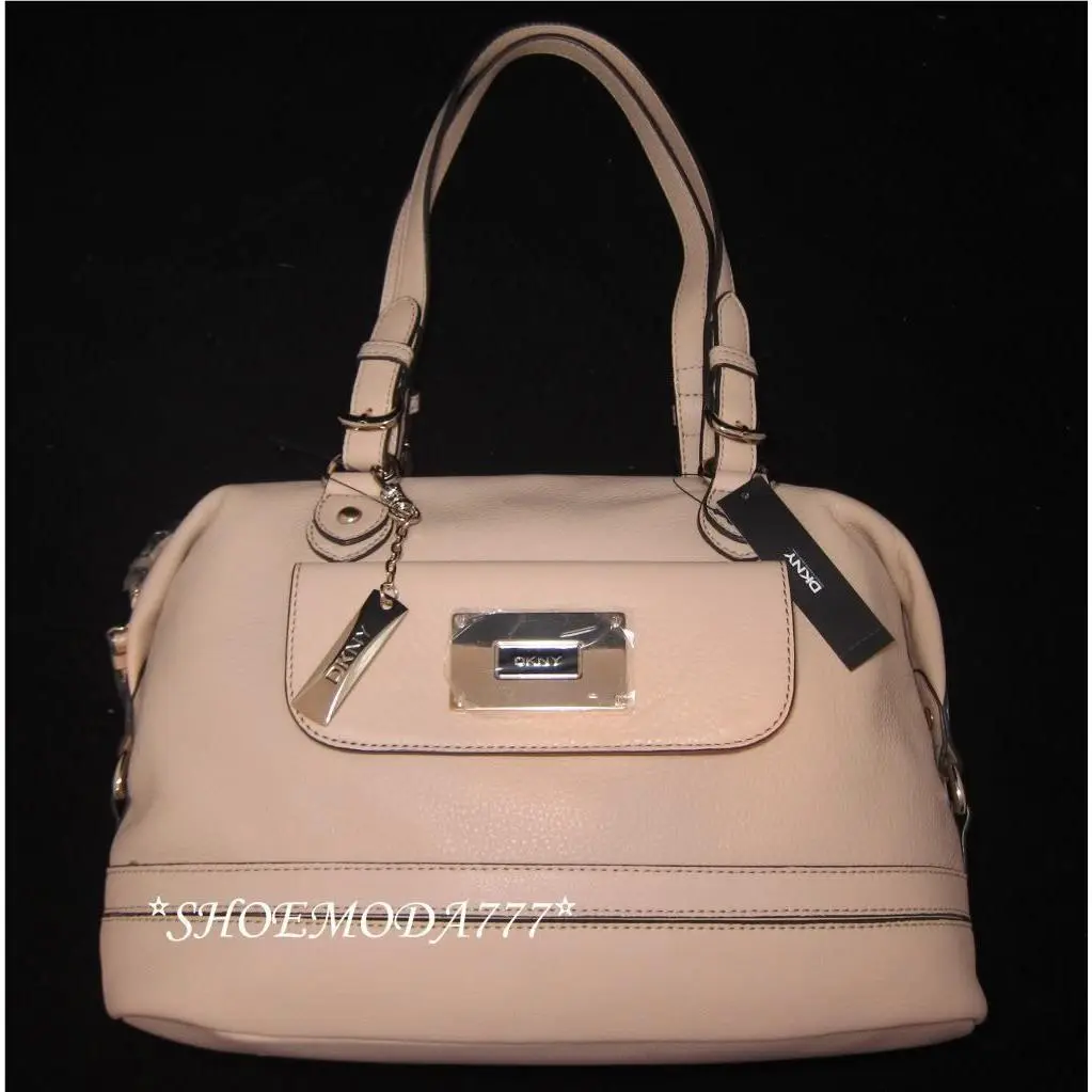 Dkny All Over Pebble Leather Dome Satchel Bag Purse Ivory