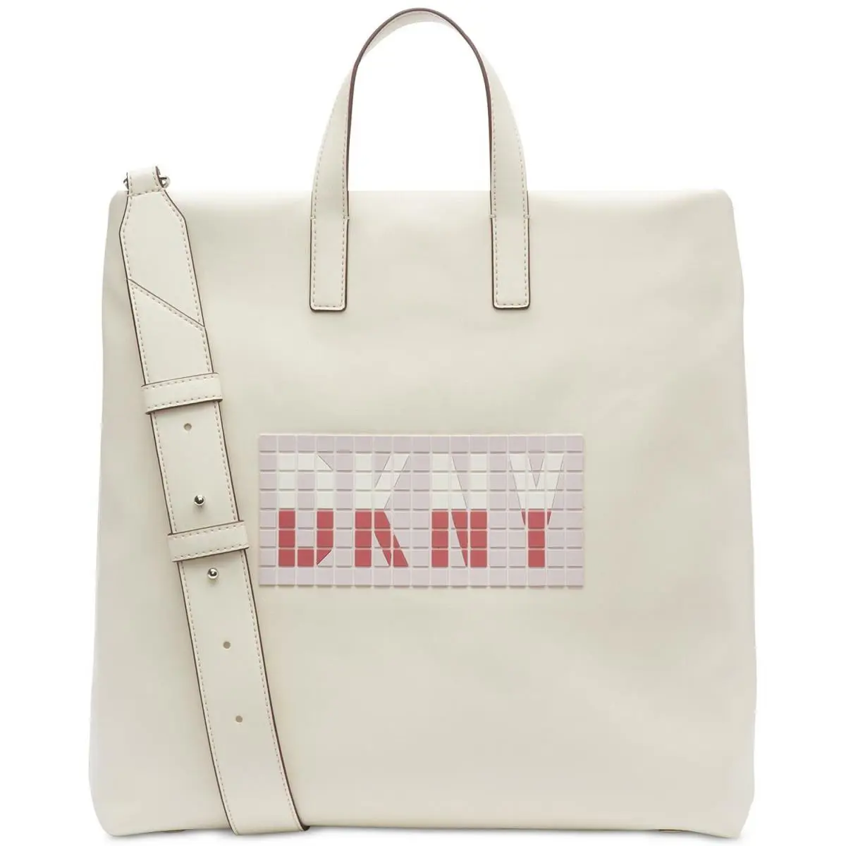 Dkny Tote Bag Tilly Tile Logo Tote Bag - Ivory, Exterior: Cream