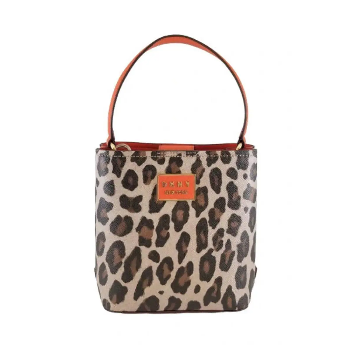Dkny Bianca Small Orange Leopard Convertible Crossbody Bucket Bag with Removable by DKNY