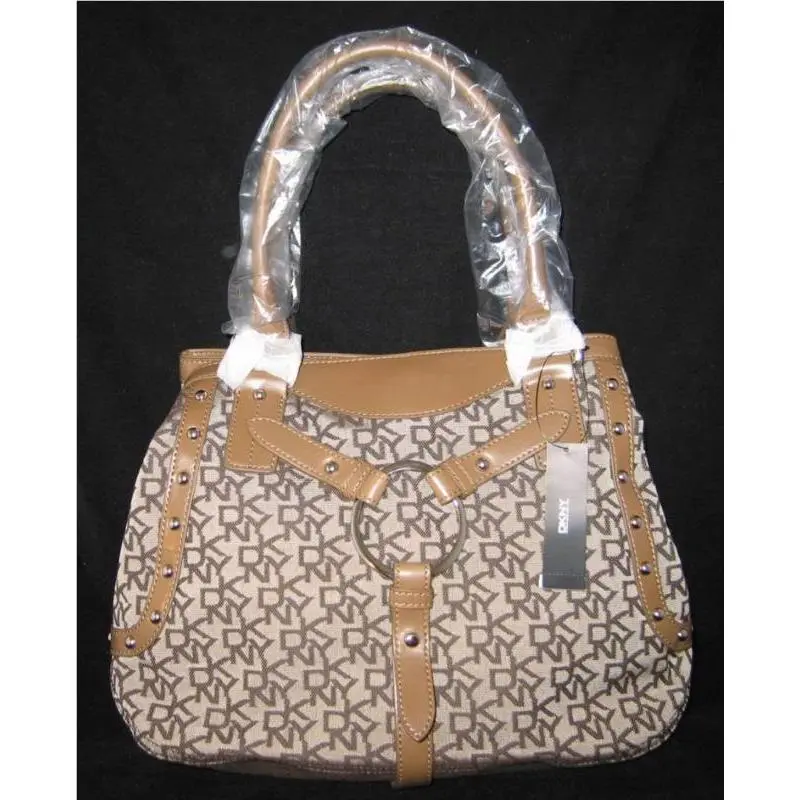 Dkny T C Fashion Hardness Logo Handbag Bag Purse Chino-Sahara by DKNY