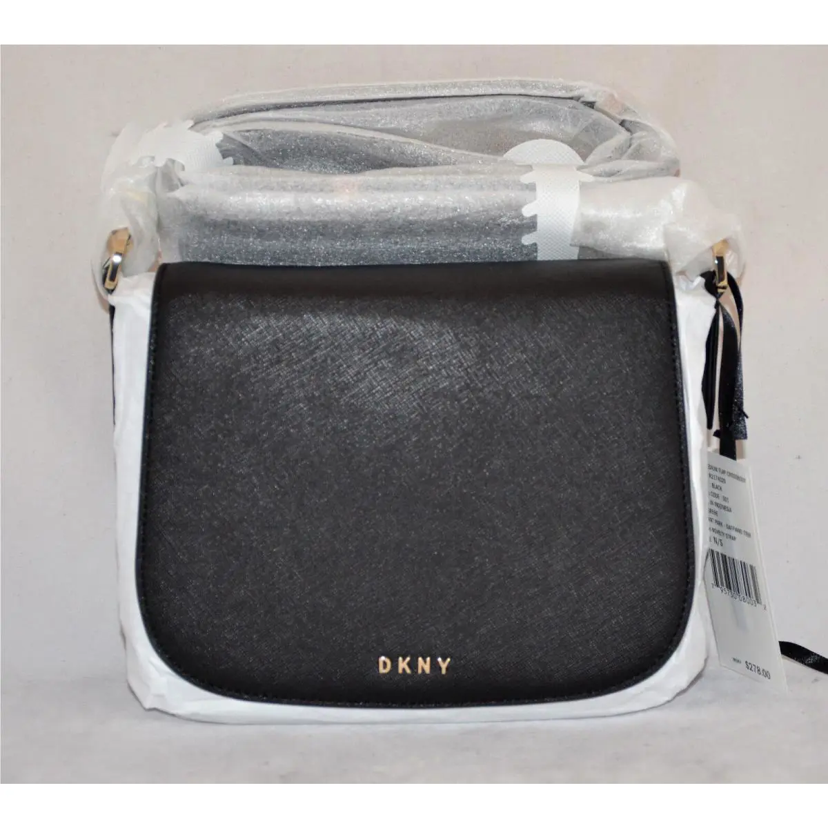 Dkny Bryant Park Saffiano Leather Messenger Flap Bag Purse Crossbody Black by DKNY
