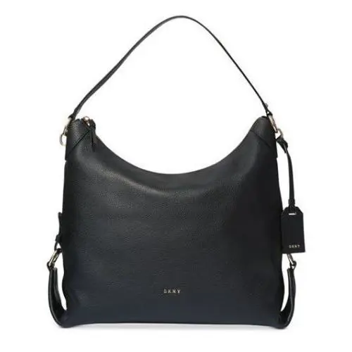 Dkny Women`s Hobo Bag Chelsea Medium Leather Hobo Bag - Black