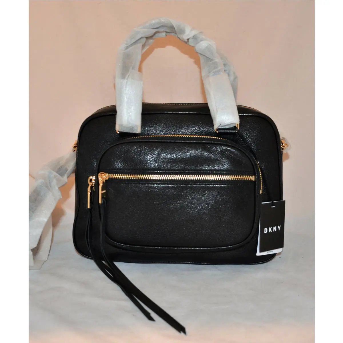 Dkny Shanna Leather Box Satchel Bag Purse Handbag Sac Black