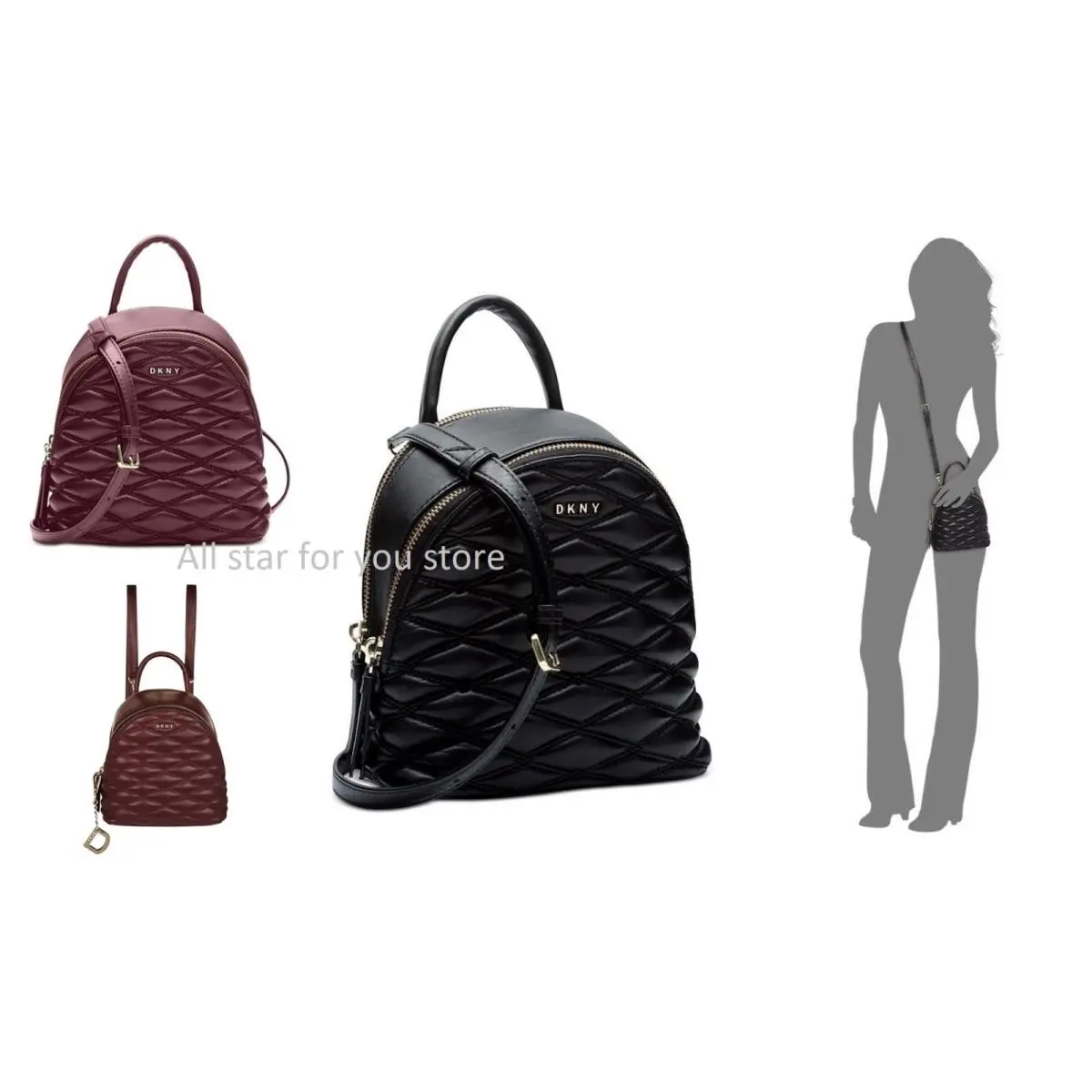 Dkny Crossbody Bag Lara Mini Quilted Bag Leather Cordovan or Black