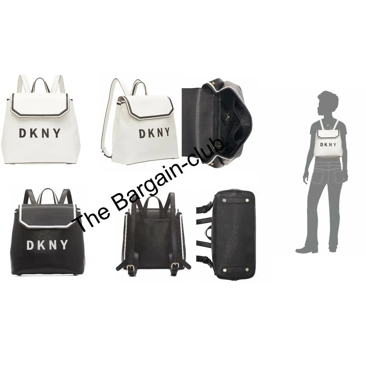 Dkny Backpack Jade Flap Backpack Black or White Black