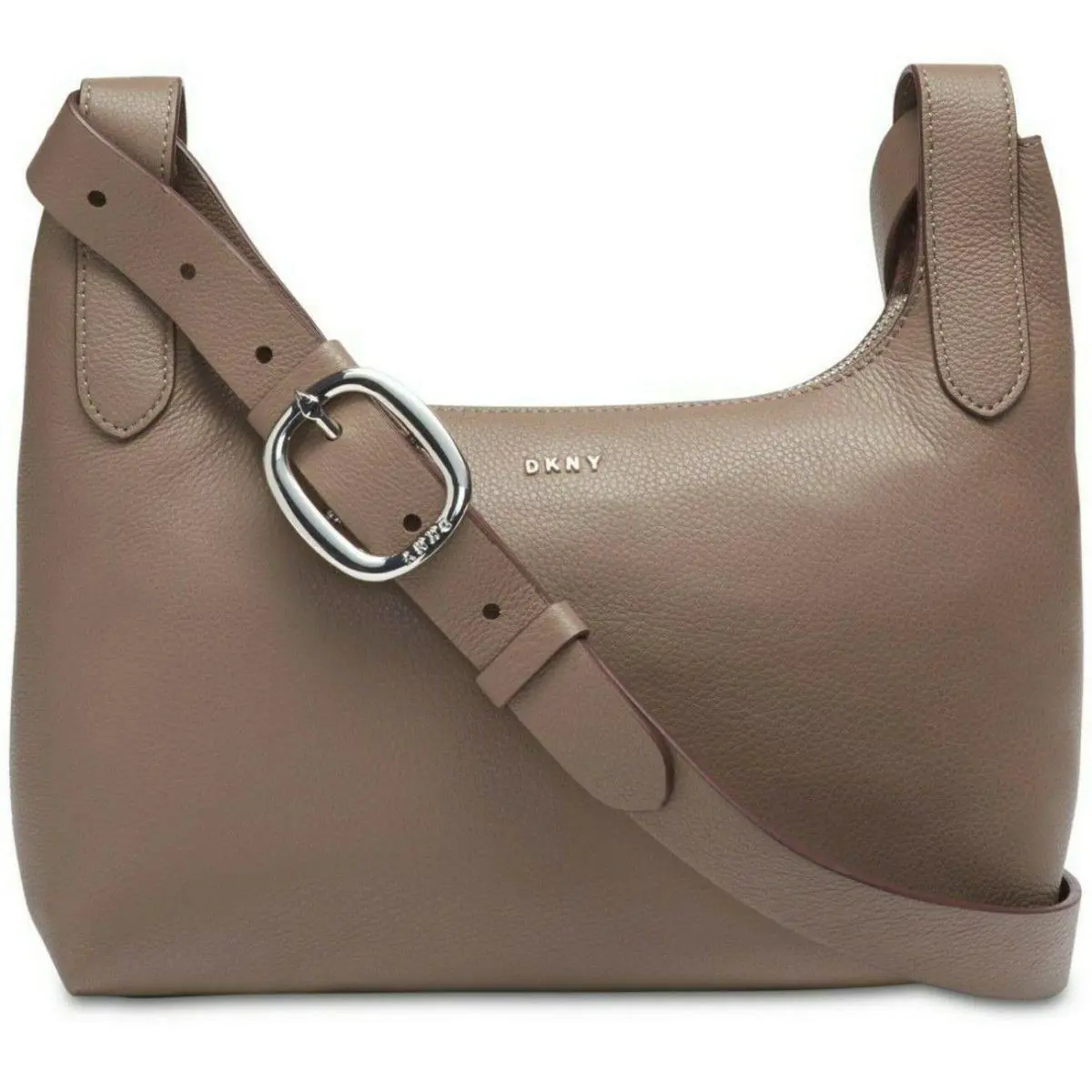 Dkny Wes Desert Color Pebbled Leather Crossbody Women`s Handbag - Exterior: Beige, Lining: Beige / Taupe, Hardware: Silver