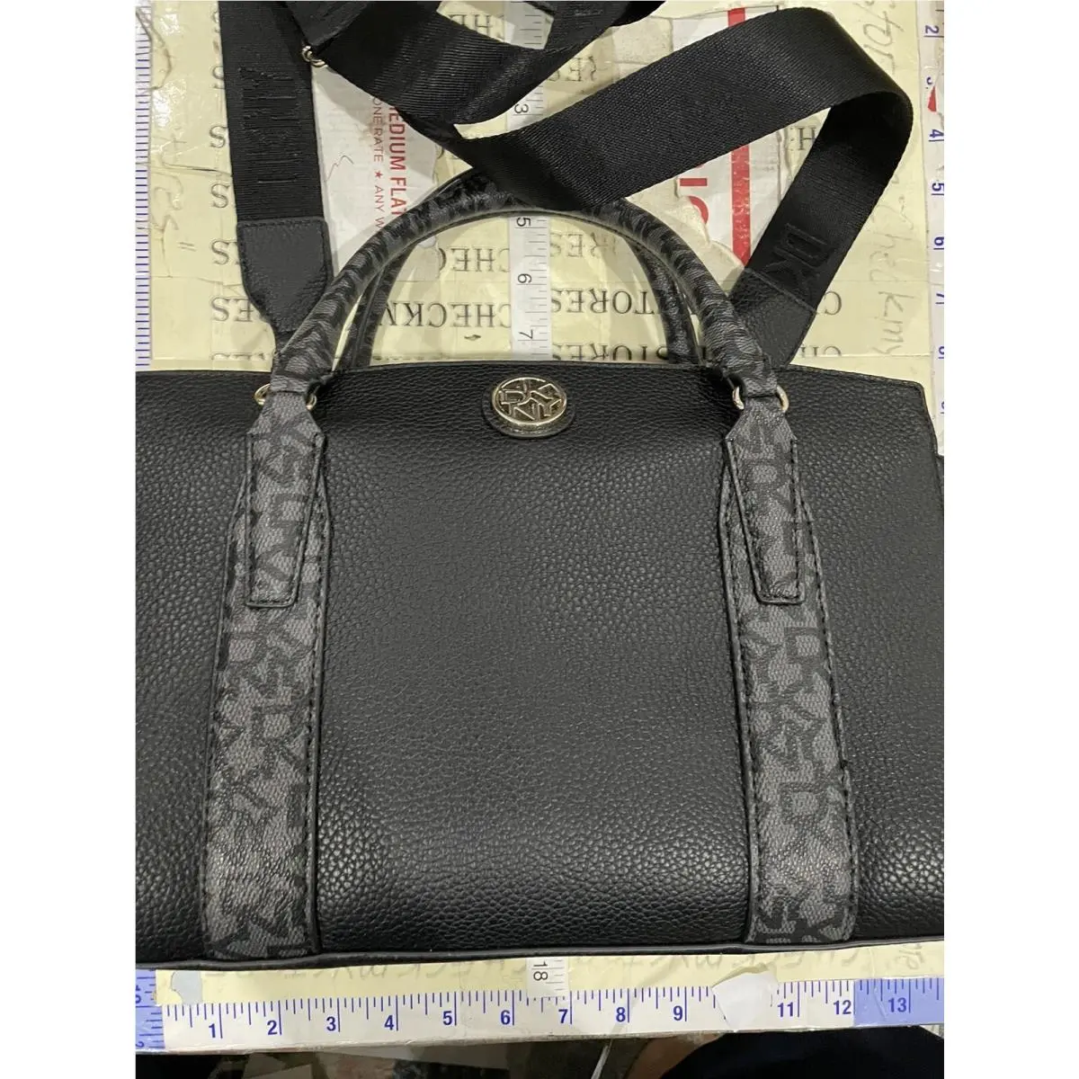 Designer Dkny 33DAX64 Bag Womens` Dela Satchel Logo Crossbody Purse Black