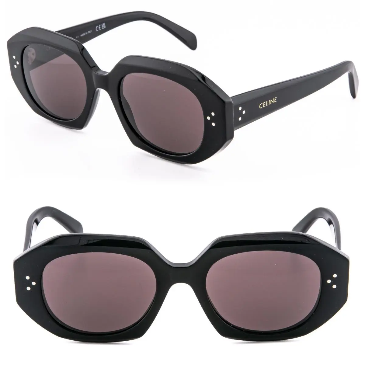 Celine 40319 CL40319I Bold 3 Dots Black Purple Angular Cat Sunglasses 01Y Unisex