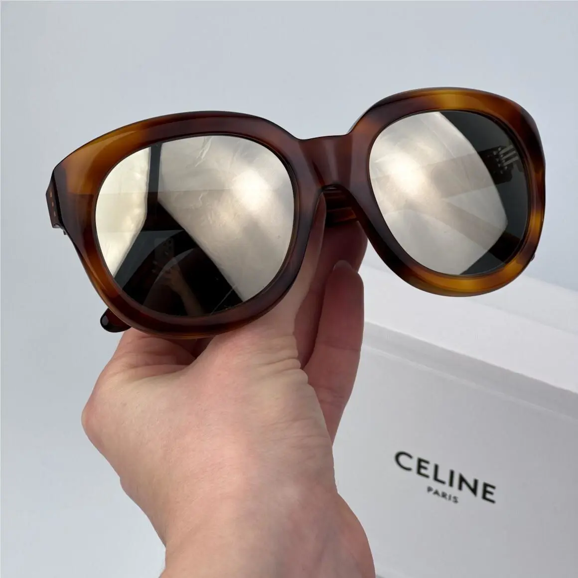 Celine Women Sunglasses Light Havana Smoke Mirror Oval CL40071I 56C