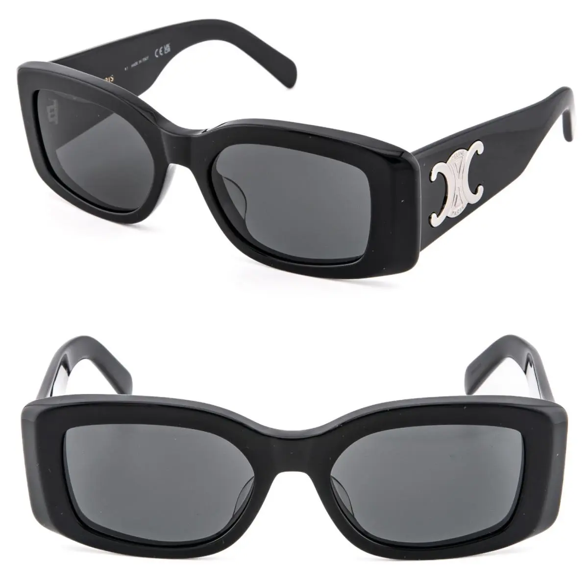 CL40282U 40282 Triomphe Paris Black Silver Logo Geometric Sunglasses 01A by Celine
