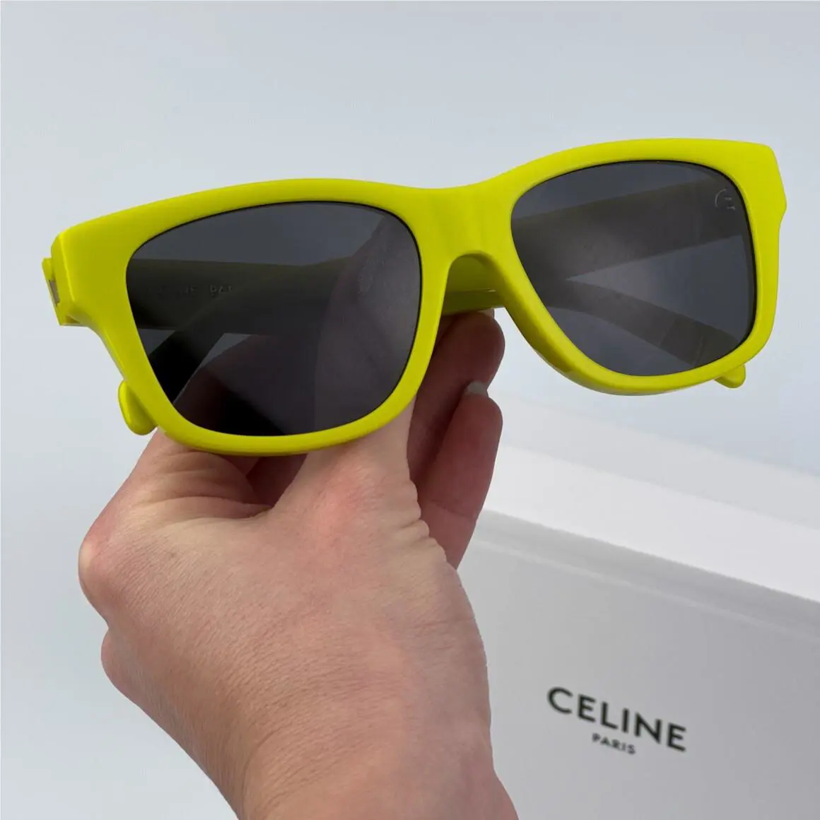 Celine Men Sunglasses Neon Yellow Smoke Geometric CL40249U 39A