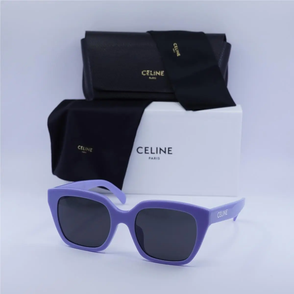 CL40198F 78A Shiny Solid Lilac/smoke 56-21-145 Sunglasses by Celine