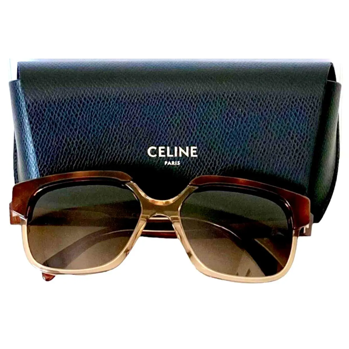 Paris CL40155I 38A Havana Bronze/blue Gray Lens Authentc Sunglasses 59-18 by Celine