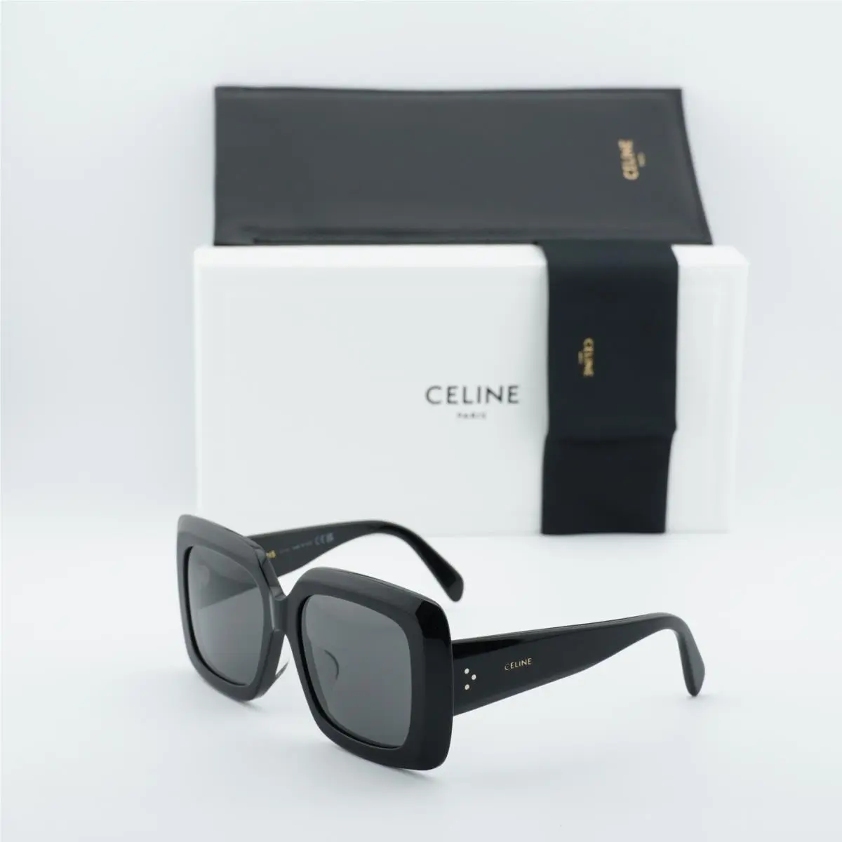 CL40263F 01A Shiny Black/smoke 54-17-135 Sunglasses by Celine