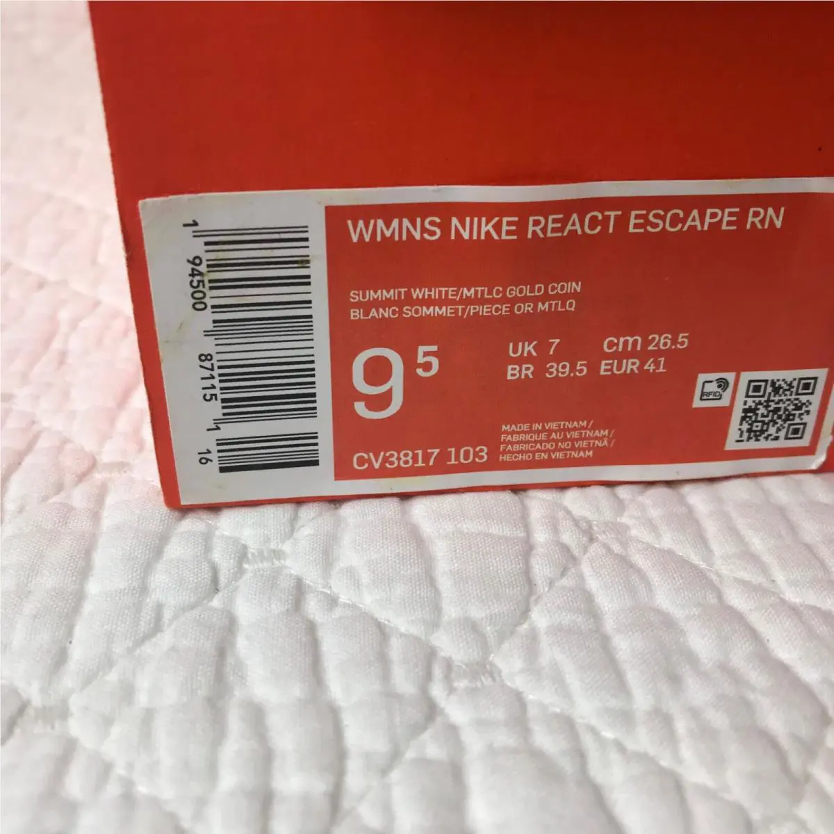 Nike shoes - Nike React Escape - React Escape - CV3817-103 - summit white/ metallic gold coin 9