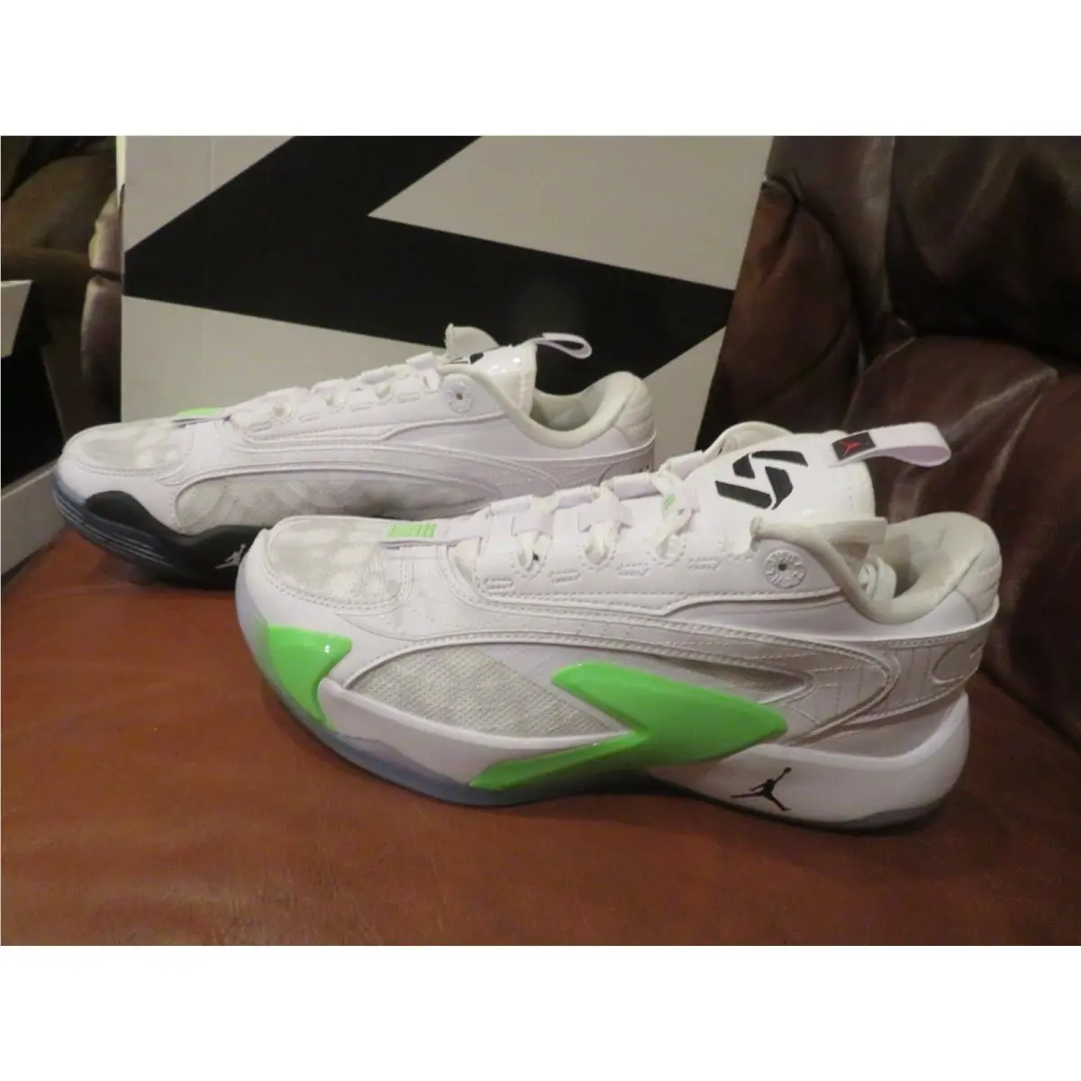 Boys White Black Green Strike Nike Jordan Luka 2 Tennis Shoes 7