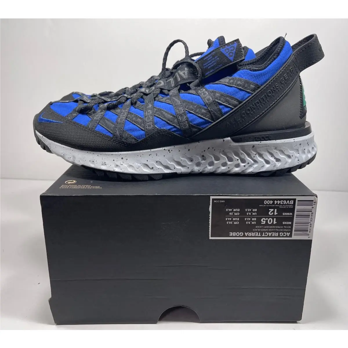 Nike Acg React Terra Gobe Hyper Royal Black Unis Outdoors Shoe BV6344-400 S-10.5