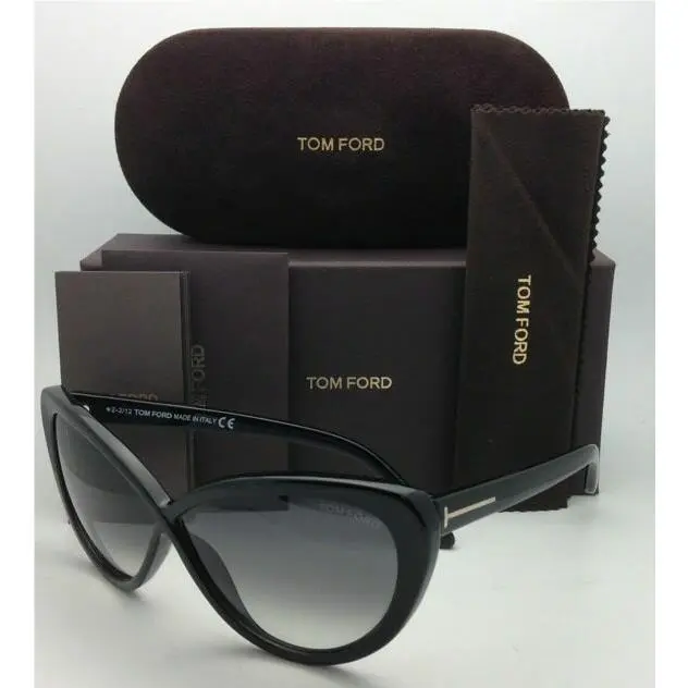 Tom Ford Sunglasses Madison TF 253 01B 63-10 Black Cat-eye Frame W/gray Gradient