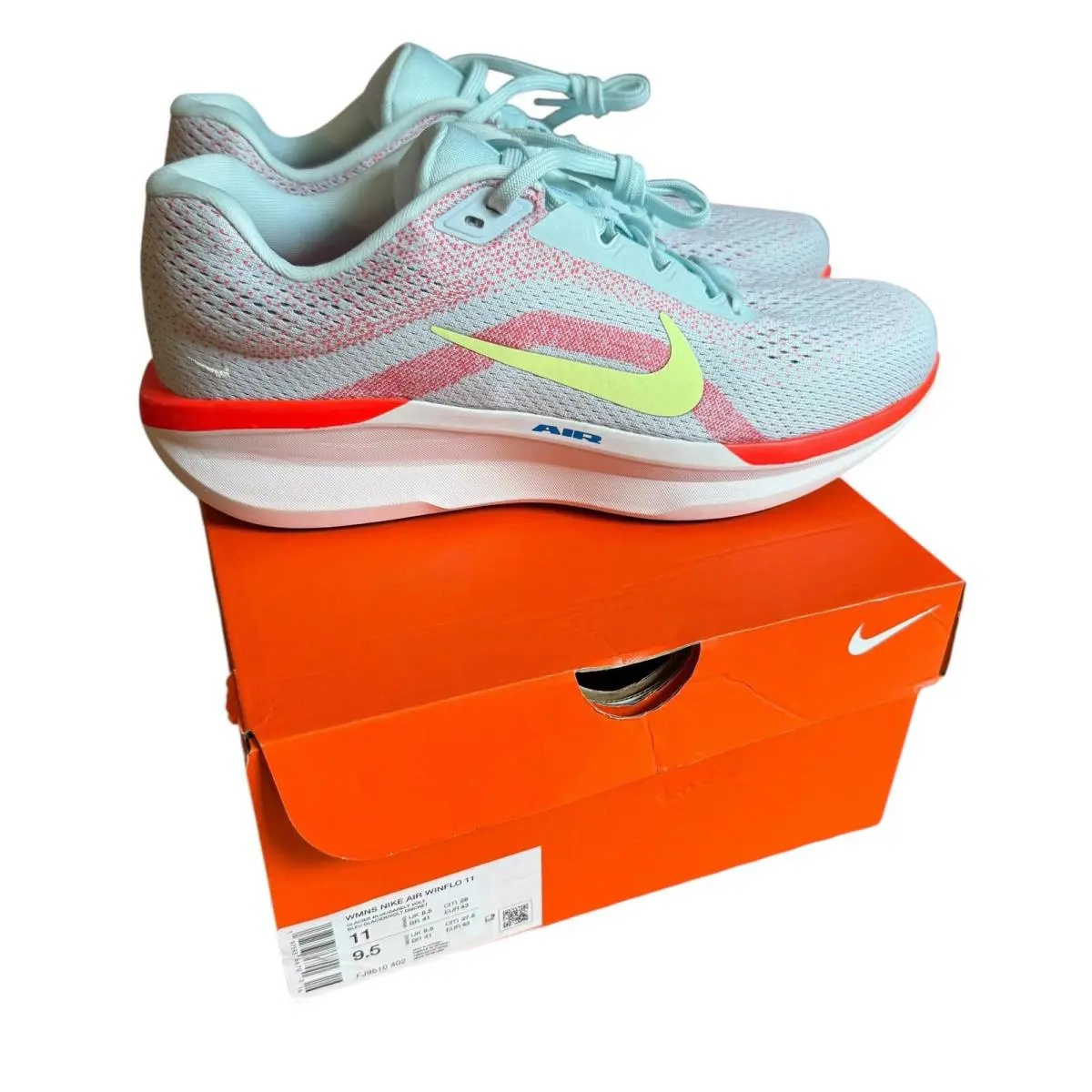 Nike shoes - Nike Air Winflo 11 - Air Winflo - FJ9510-402 - White, Manufacturer: Glacier Blue/barely Volt (UPC: 0197593766700) 9