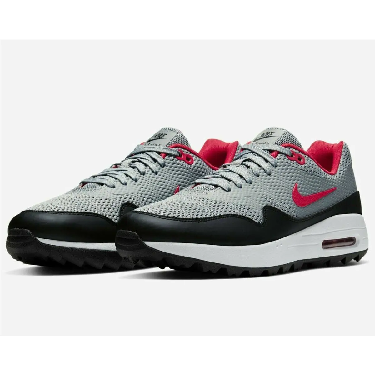 Nike Air Max 1 G Golf Shoes Grey / Red Sz 8 CI7576 002 - Gray