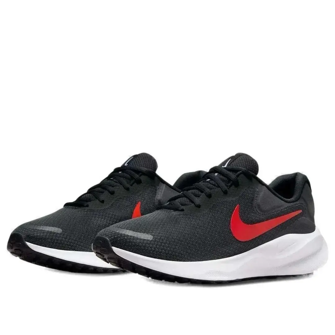 Nike Mens Sz 10.5 Revolution 7 Black University Red Gym Running Shoes FB2207-003 - Black
