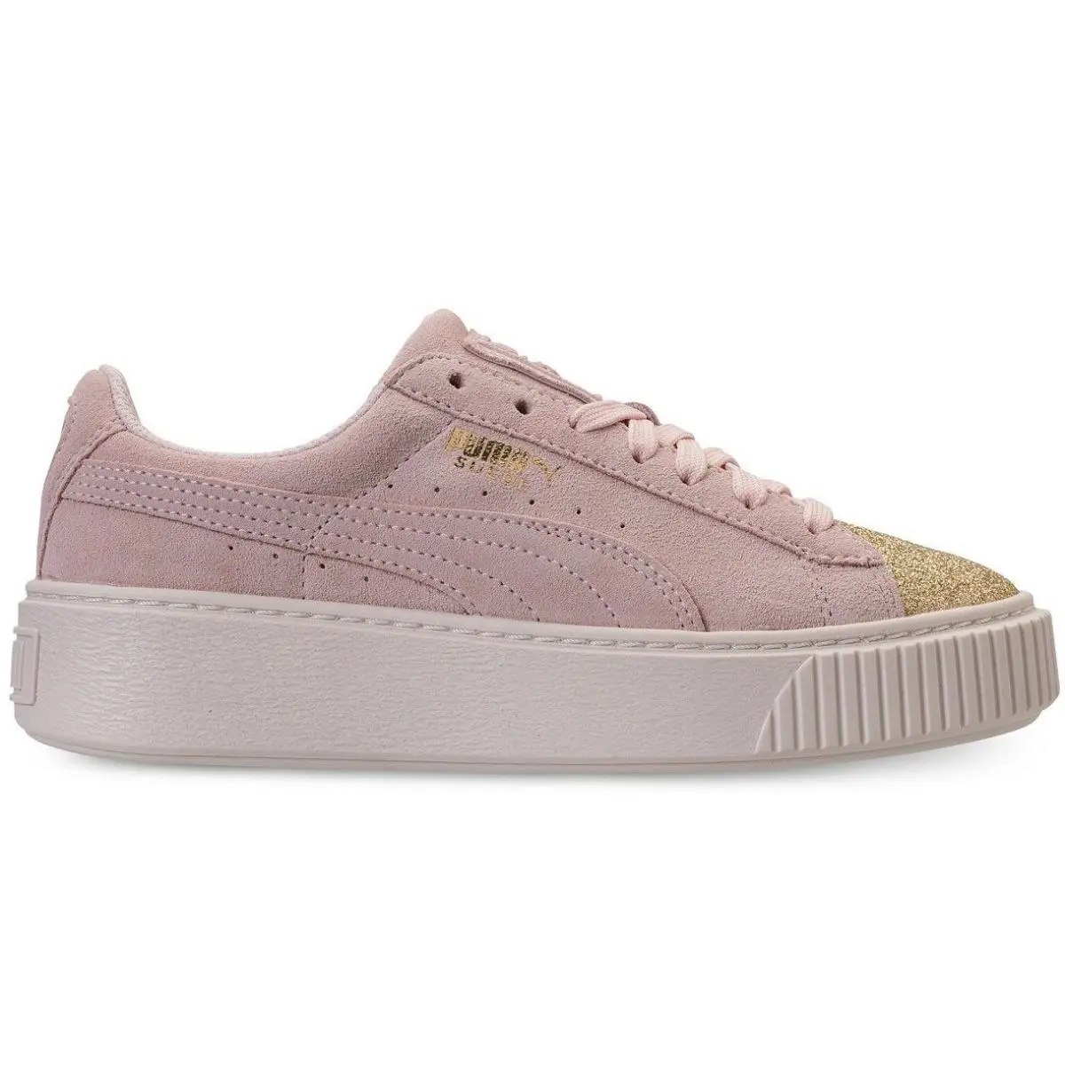 Puma Big Kids` Suede Platform Glam Junior Shoes Pink Dogwood 364921-04 b