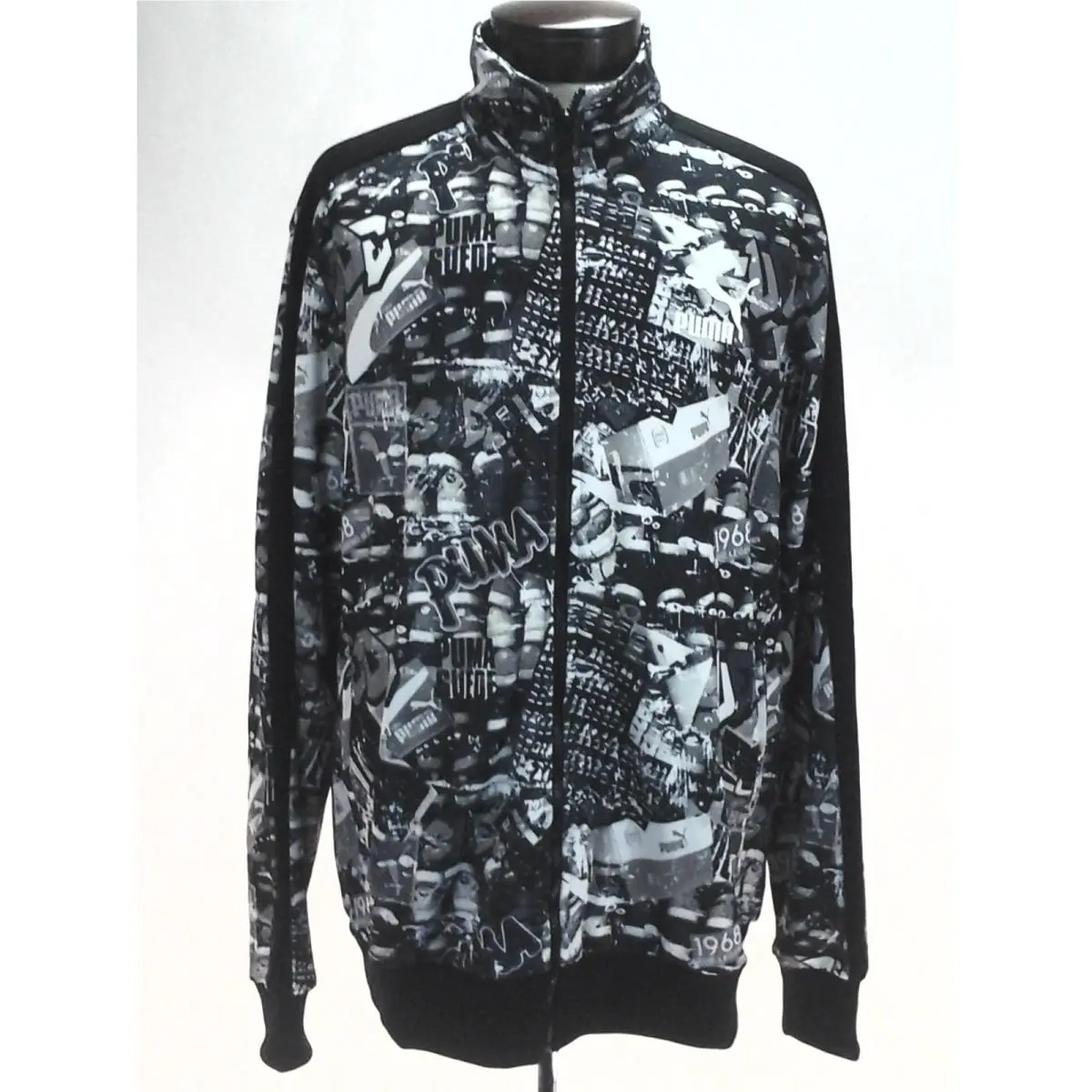 Puma T7 Track Jacket Graffiti w Logo Gray Scale Zip 1968 Legend is Born Mens