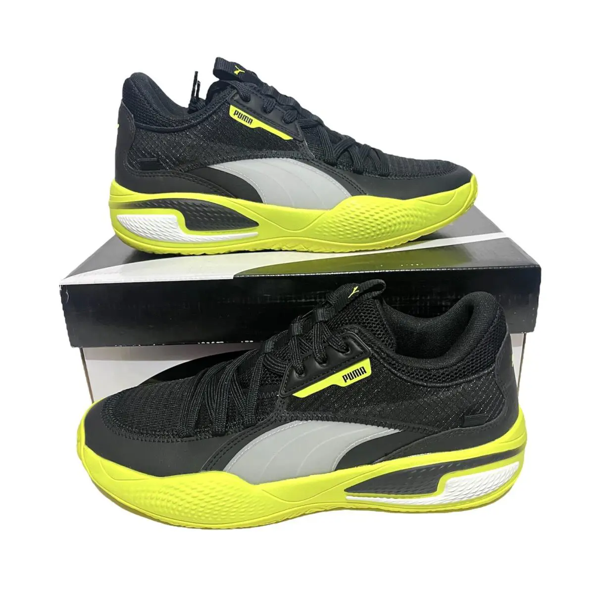 Puma Men s Court Rider Black/yellow Alert Basketball Sneakers 195064-03 - Black