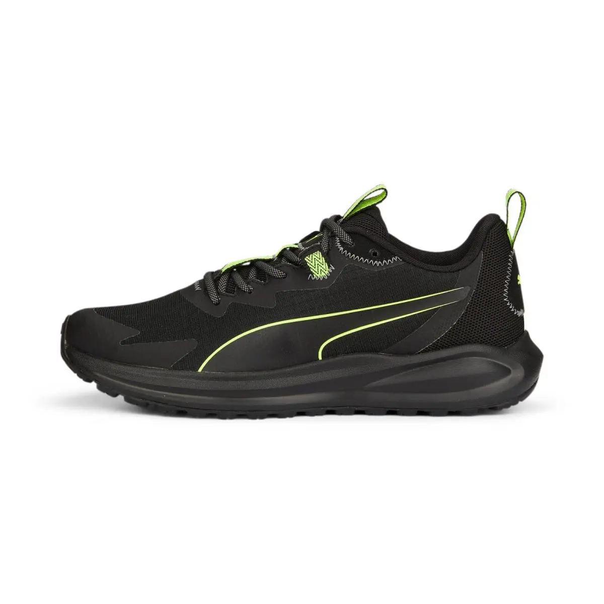 376961-01 Mens Puma Twitch Runner Trail - Black/Lime Squeeze