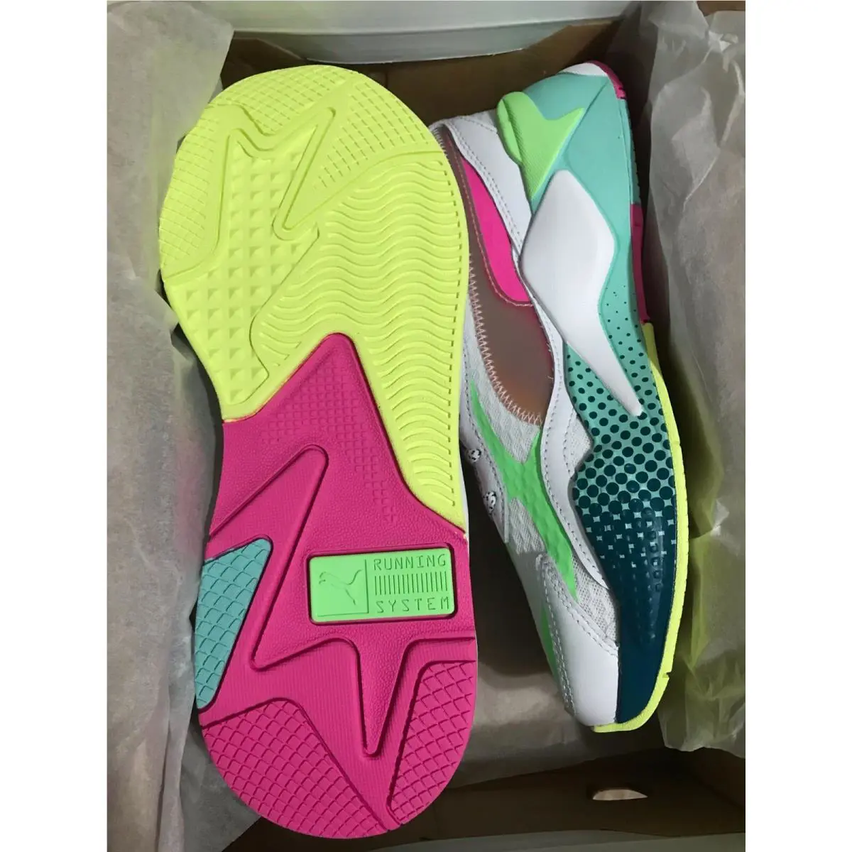 Puma shoes - Puma RS-X3 - 368643-01 - White/Elektro Green/Blue/Pink 9
