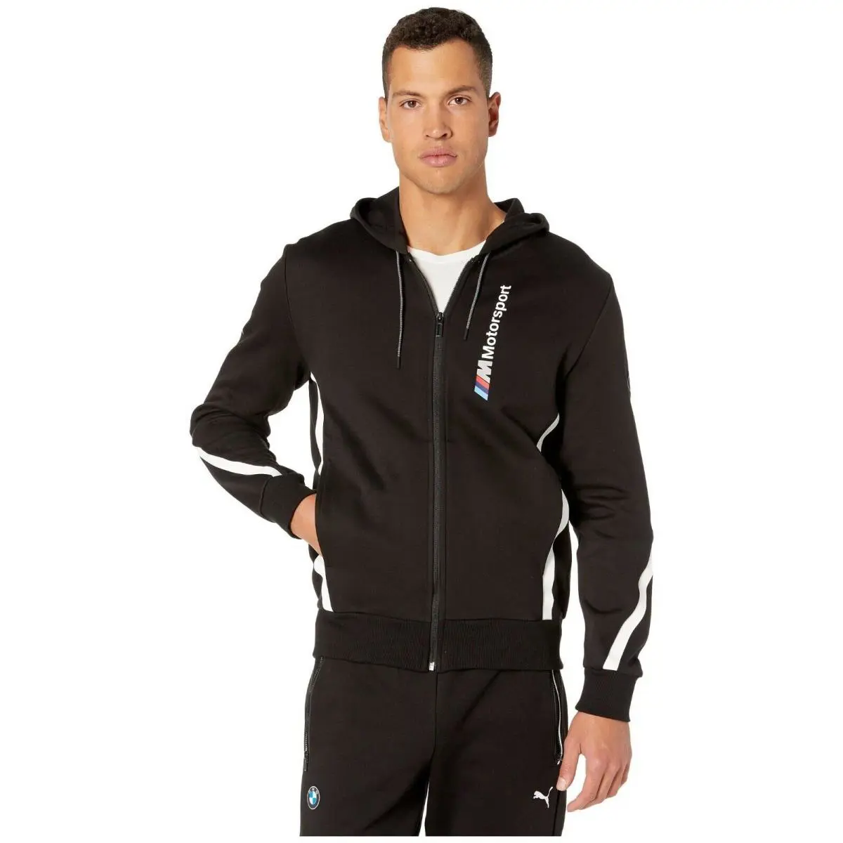 Men`s Puma Bmw Motorsport Mms Hooded Sweat Jacket Pants Tracksuits Black Grey